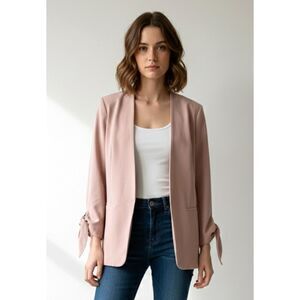 ✨Nordstrom Halogen Blush Pink Tie-Sleeve Open Front Blazer - Womens Size M✨